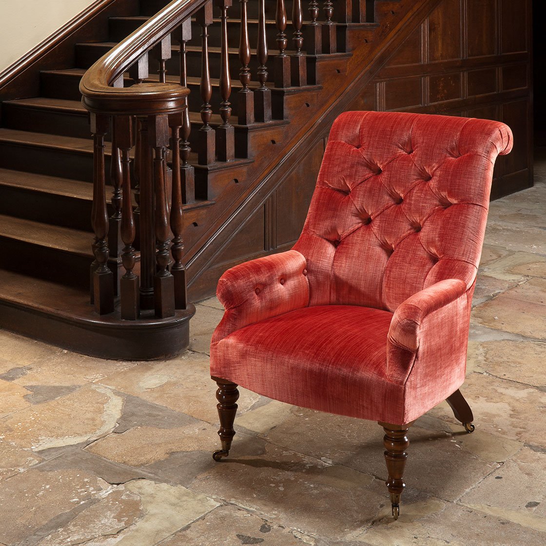 Waterford chair in Como silk velvet - Pompeiian red - Beaumont & Fletcher