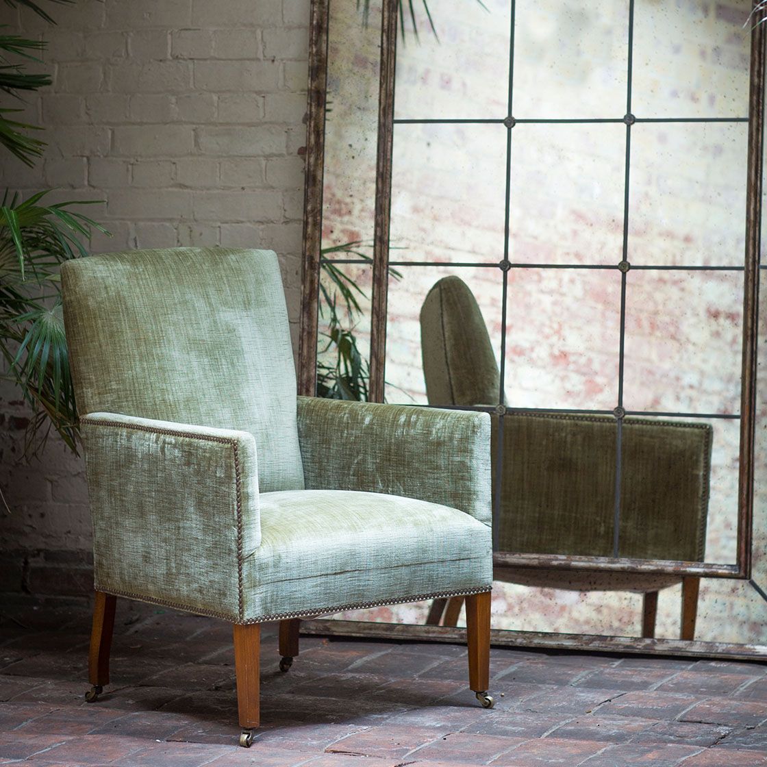 Nicholas chair in Como silk velvet - Fern with Panelled mirror - Beaumont & Fletcher