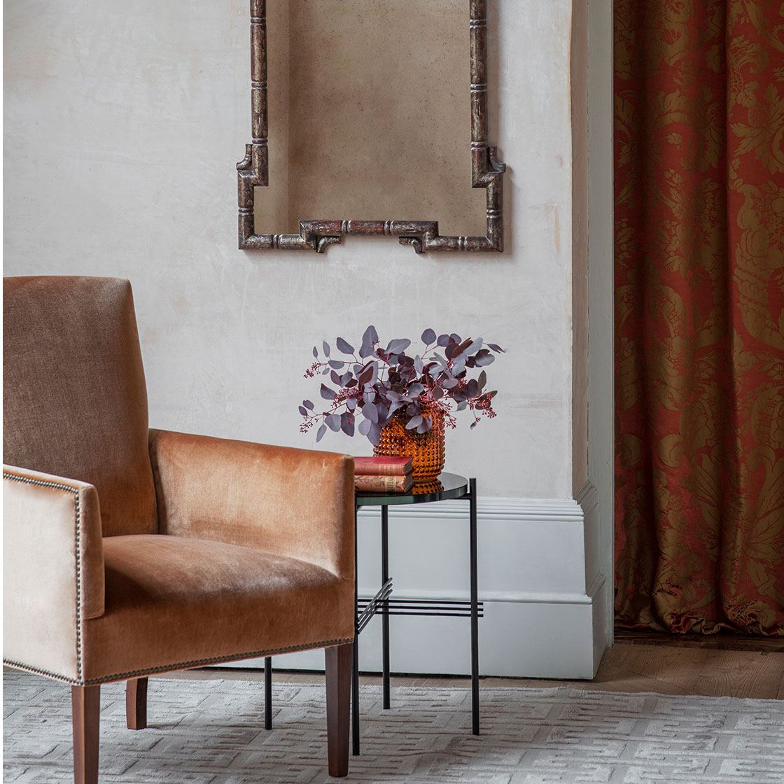 Nicholas chair in Capri silk velvet - Copper with Cathay mirror - Beaumont & Fletcher