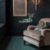 Brooke chair in Troilus - Taupe with Hanover wall light and Arcus mirror - Beaumont & Fletcher