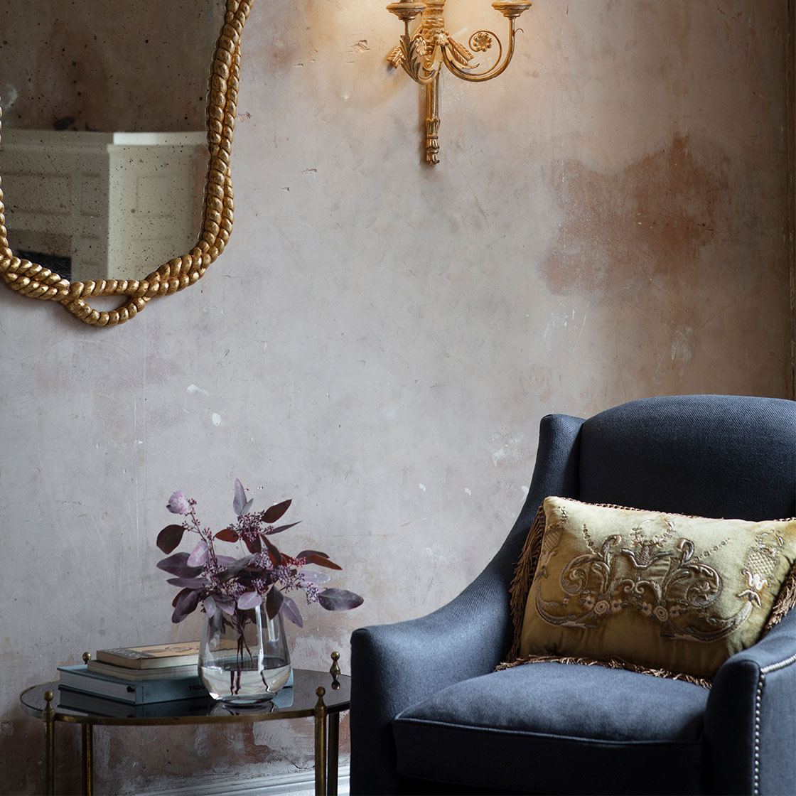 Alexandra chair in Donegal - Gunmetal with Regency light and Nelson mirror - Beaumont & Fletcher