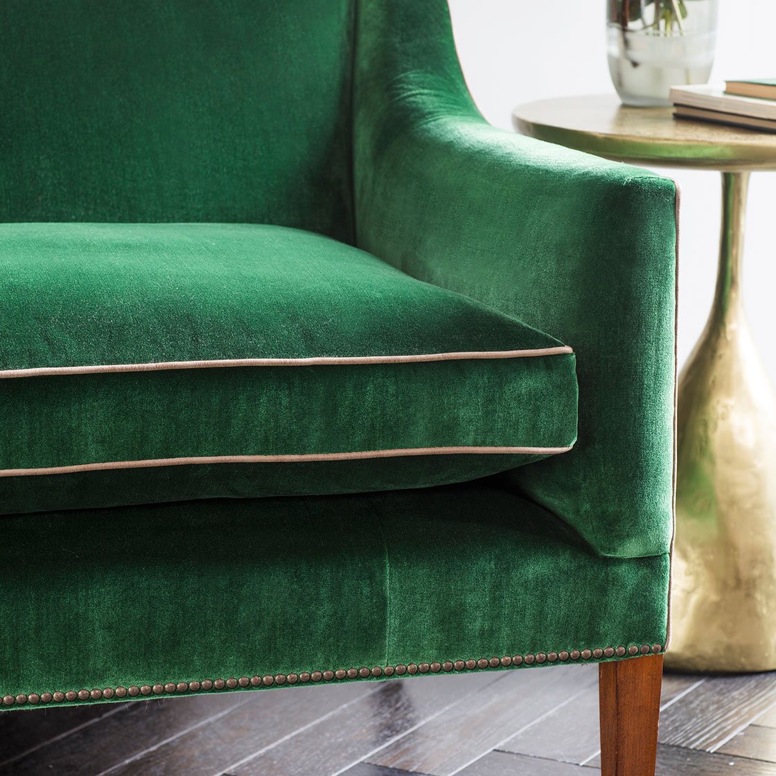 Edgar 2.5 seater sofa in Capri silk velvet - Emerald - Beaumont & Fletcher