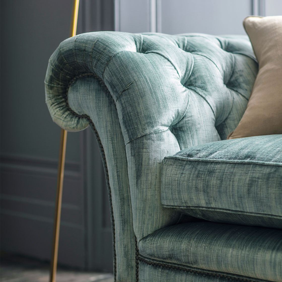 Grenville 3 seater sofa in Como silk velvet - Teal - Beaumont & Fletcher