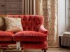 Emily 2 seater sofa in Como silk velvet - Pompeiian red with Fontainebleau curtain and Andromeda cushion - Beaumont & Fletcher