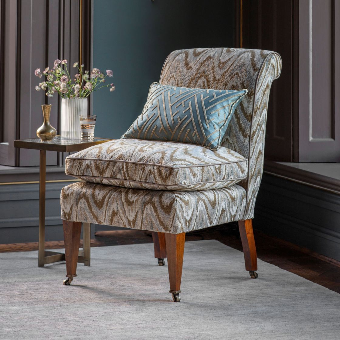 Lydia chair in Kyma - Driftwood with Elektra cushion - Beaumont & Fletcher