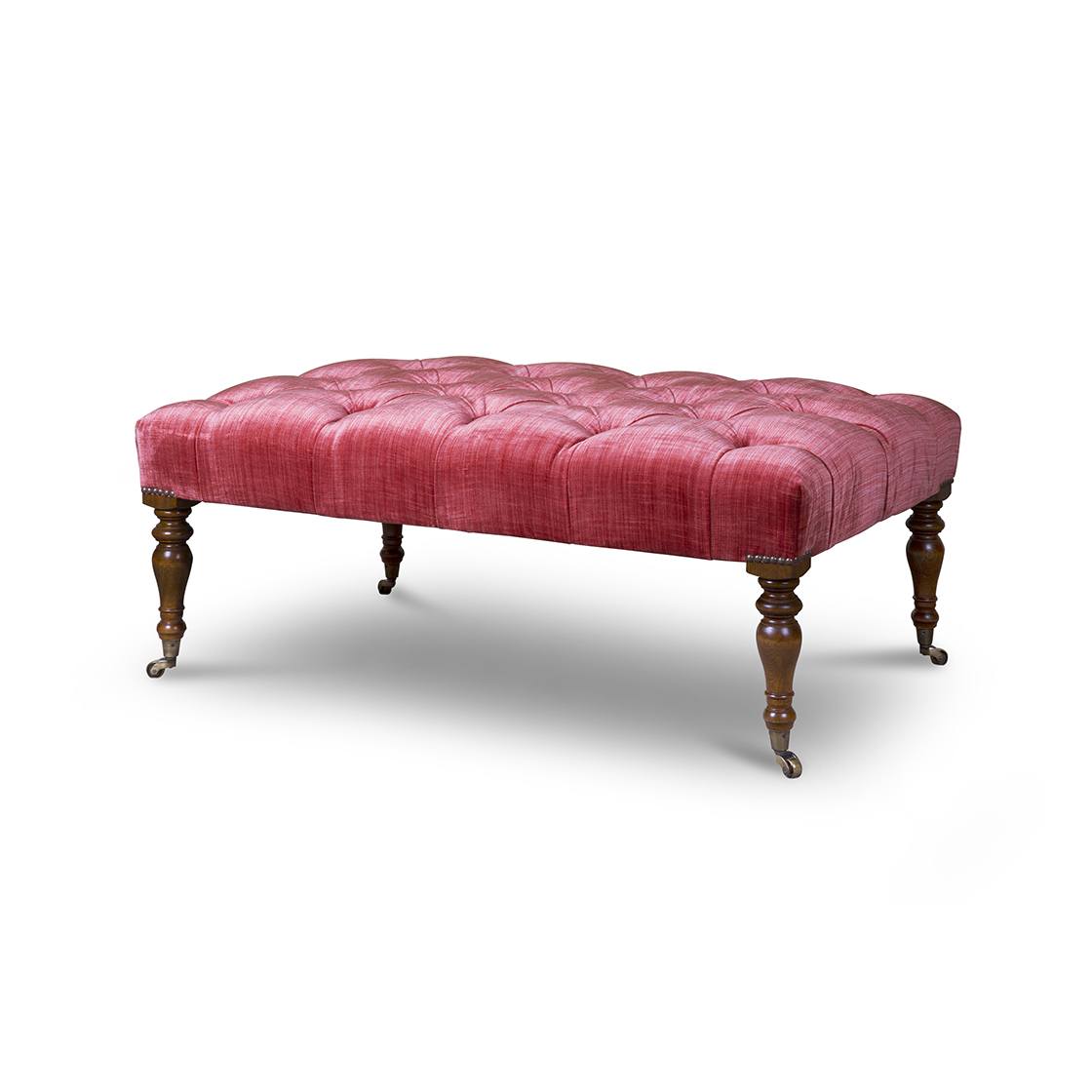 Victorian footstool in Como silk velvet - Pompeiian red - Beaumont & Fletcher