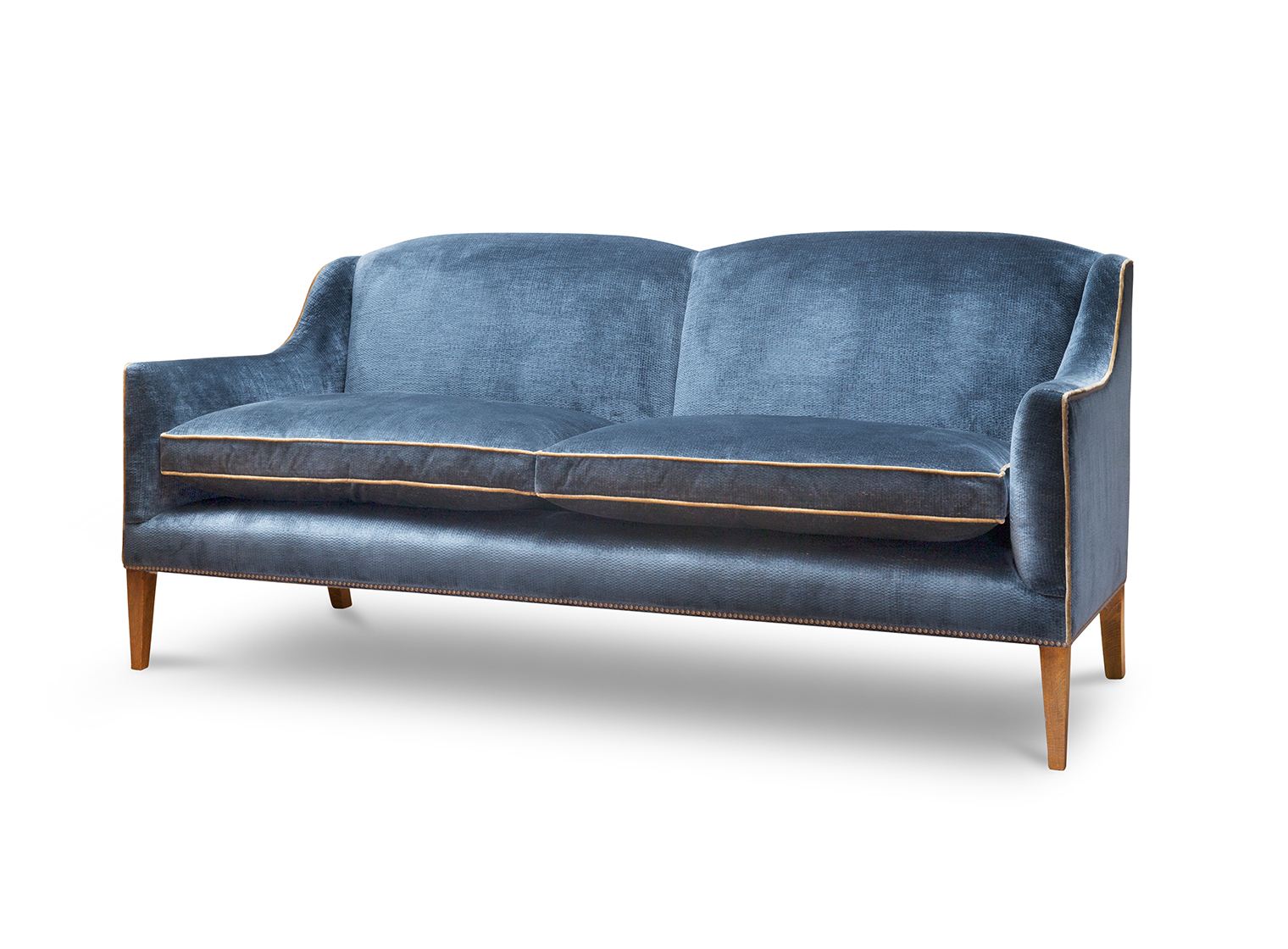Edgar 2.5 seater sofa in Troilus velvet - Flint blue - Beaumont & Fletcher