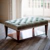 Ottoman table in Como silk velvet - Teal - Beaumont & Fletcher