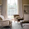 Brummel footstool in Siena leather - Sage with Hamilton armchair - Beaumont & Fletcher