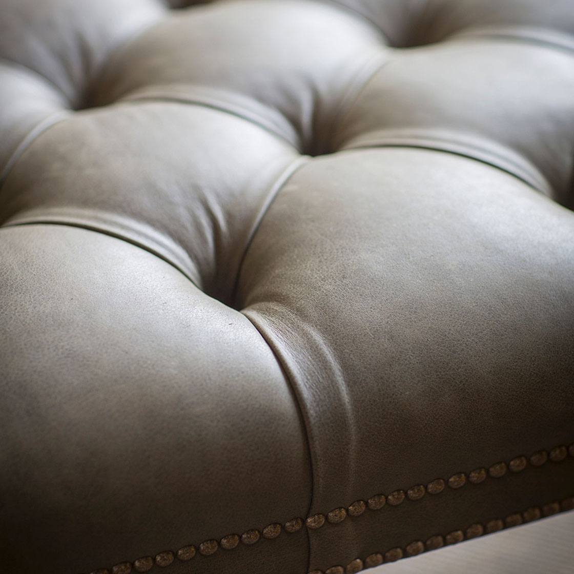 Brummel footstool in Siena leather - Sage - Beaumont & Fletcher