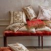 Alexandra footstool in Capri silk velvet - Terracotta with cushion collection - Beaumont & Fletcher