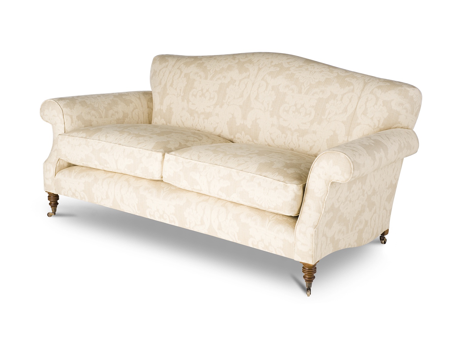 Georgian 2.5 seater sofa in Wicklow damask - Oatmeal - Beaumont & Fletcher