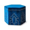 Malika footstool in Capri silk velvet - Prussian blue - Beaumont & Fletcher