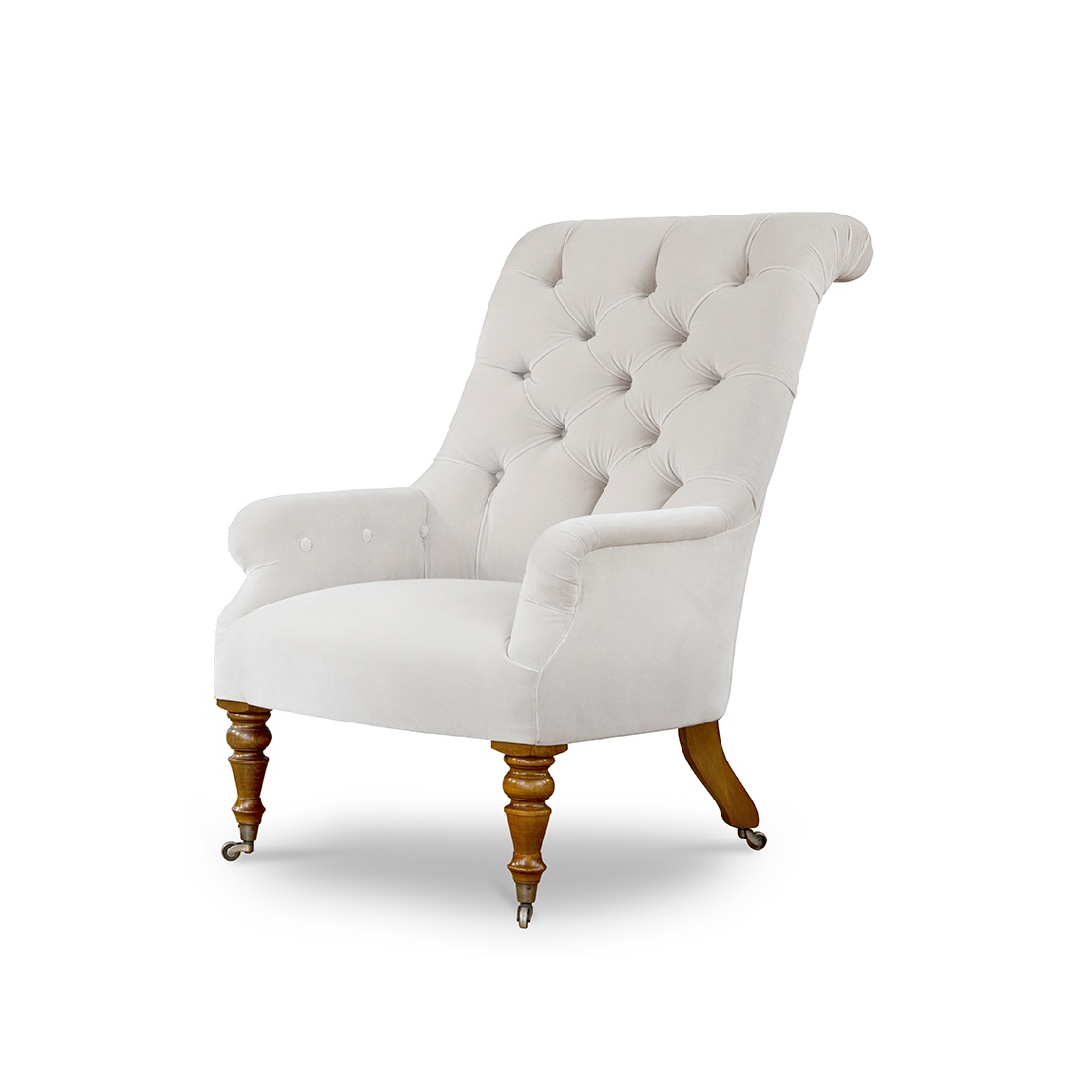 Waterford chair in Zafra cotton velvet - Ecru - Beaumont & Fletcher