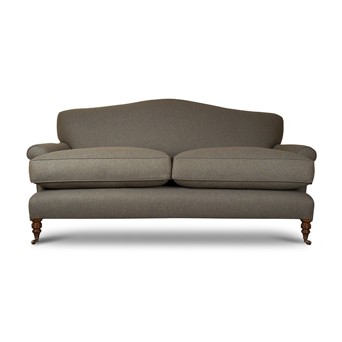 A luxurious Georgian style sofa in a grey linen.