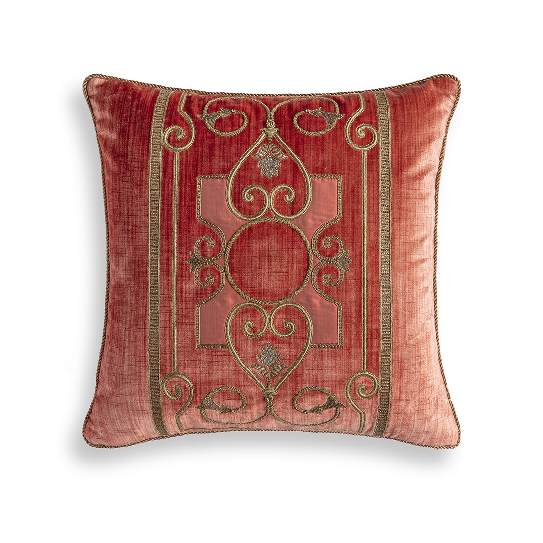 Cordoba cushion in Como silk velvet - Pompeiian Red
