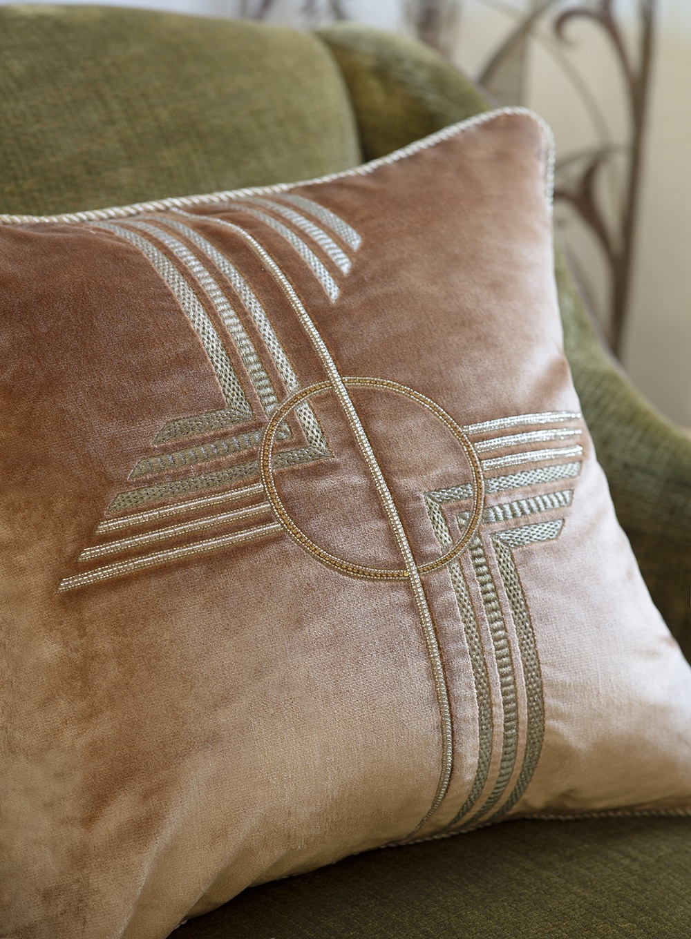 Earhart cushion in Capri silk velvet - Copper