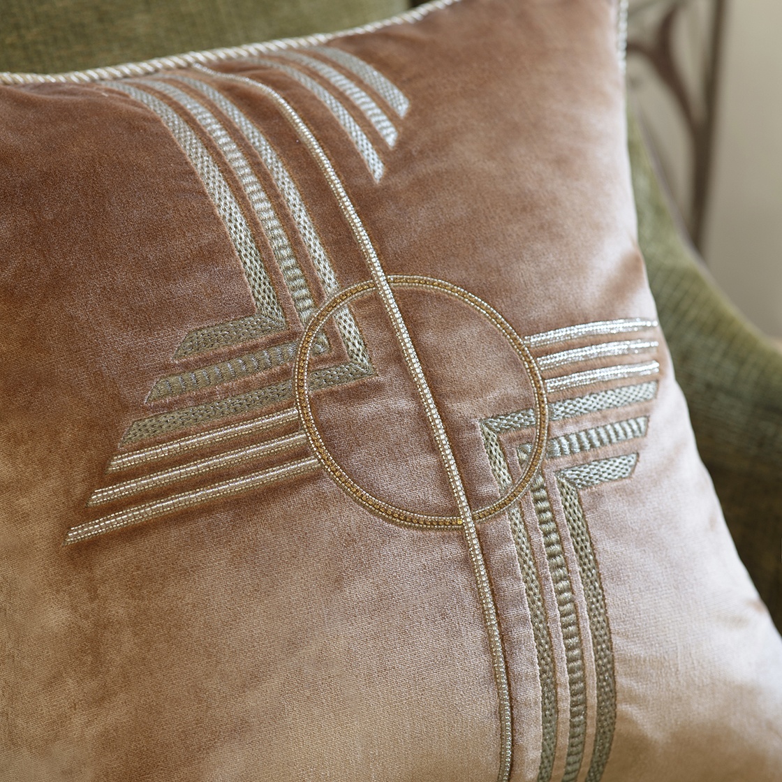 Earhart cushion in Capri silk velvet - Copper - Beaumont & Fletcher