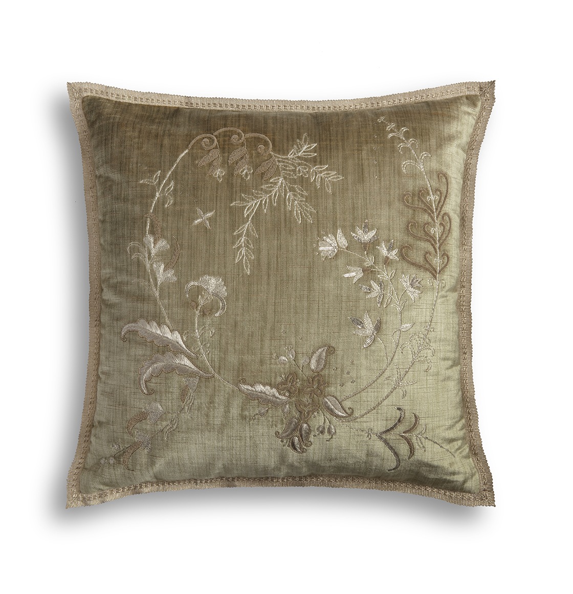 Moliere cushion in Como silk velvet - Fern Moliere cushion in Como silk velvet - Fern