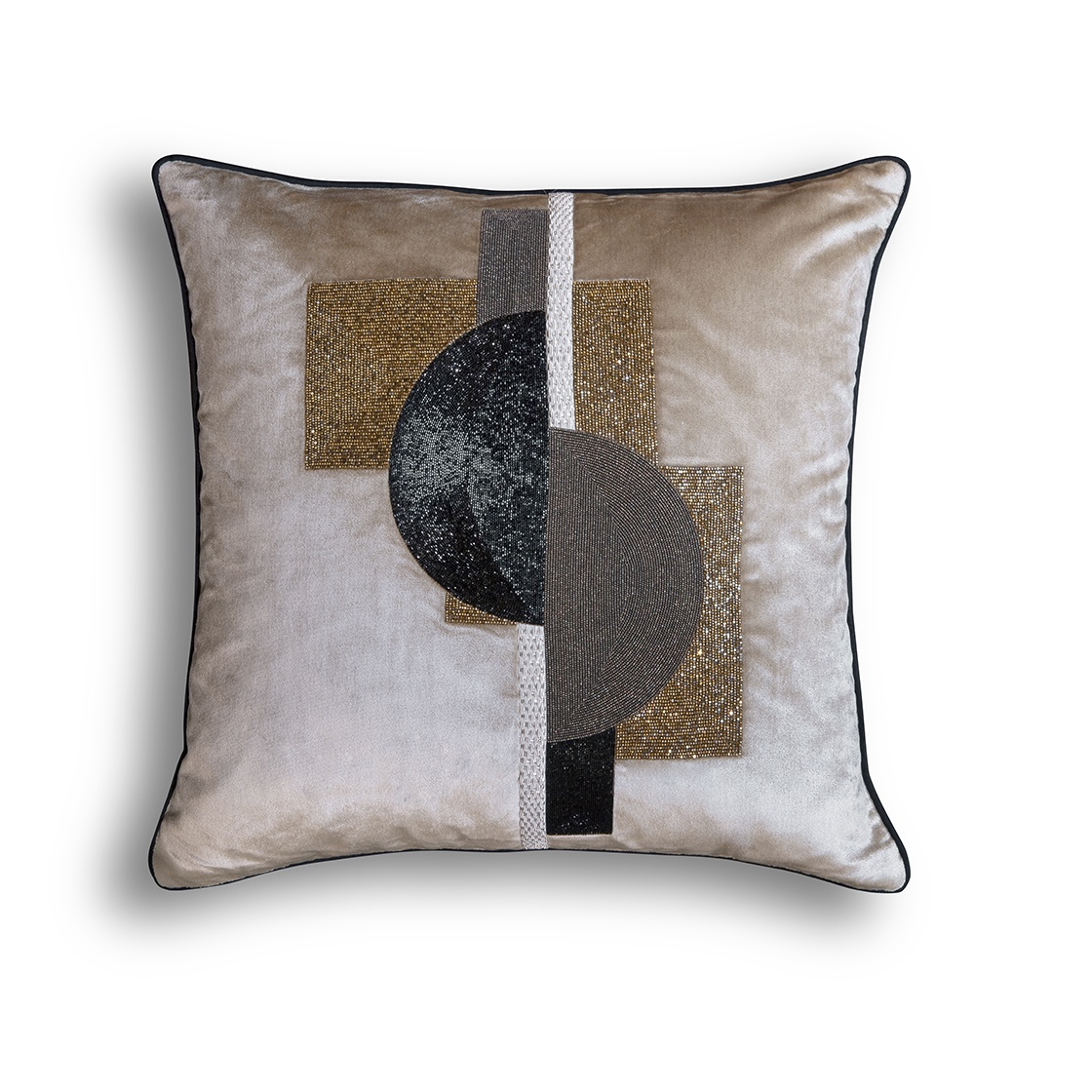 Piet cushion in Capri silk velvet - Sable