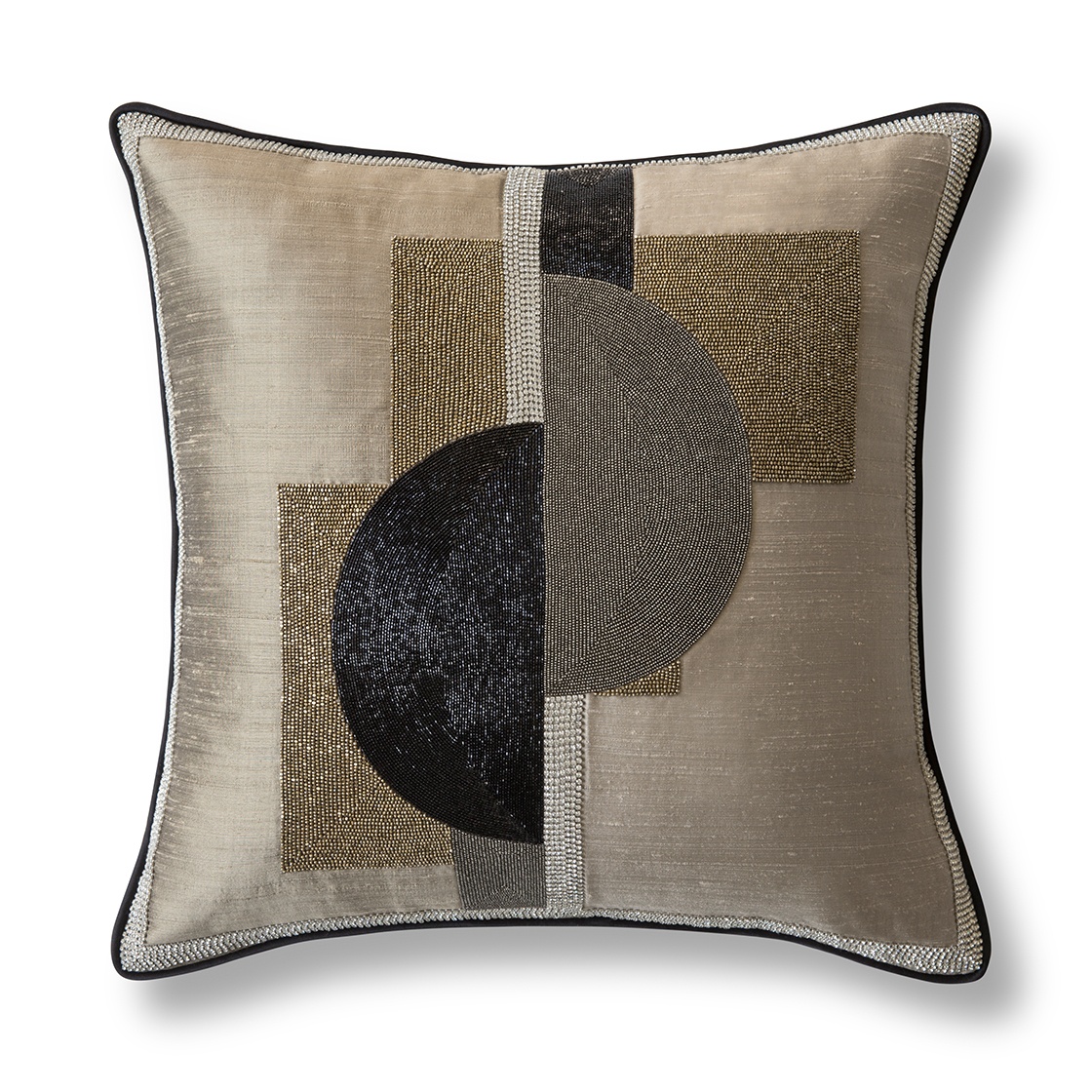 Piet cushion in Erne silk - Silver birch - Beaumont & Fletcher