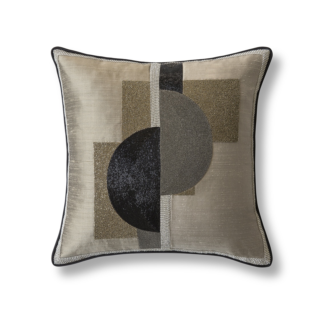 Piet cushion on Erne silk - Silver birch - Beaumont & Fletcher