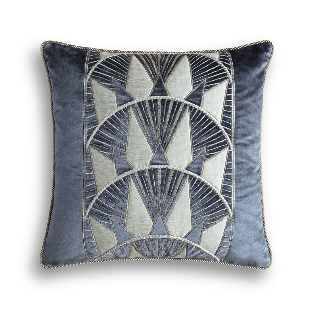 Rockefeller cushion in Capri silk velvet - Charcoal - Beaumont & Fletcher