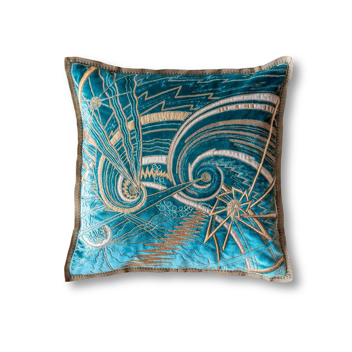 Andromeda Cushion on Capri Silk Velvet - Aquamarine - Beaumont & Fletcher - Beaumont & Fletcher