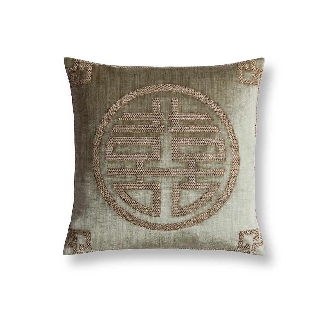 Double happiness cushion in Como silk velvet - Fern - Beaumont & Fletcher - Beaumont & Fletcher