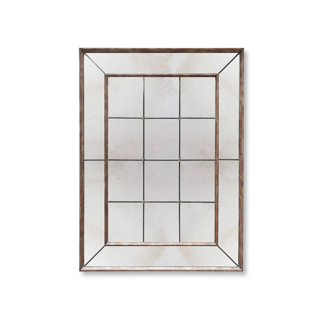 Panelled mirror in Light oxidised real silver - Beaumont & Fletcher
