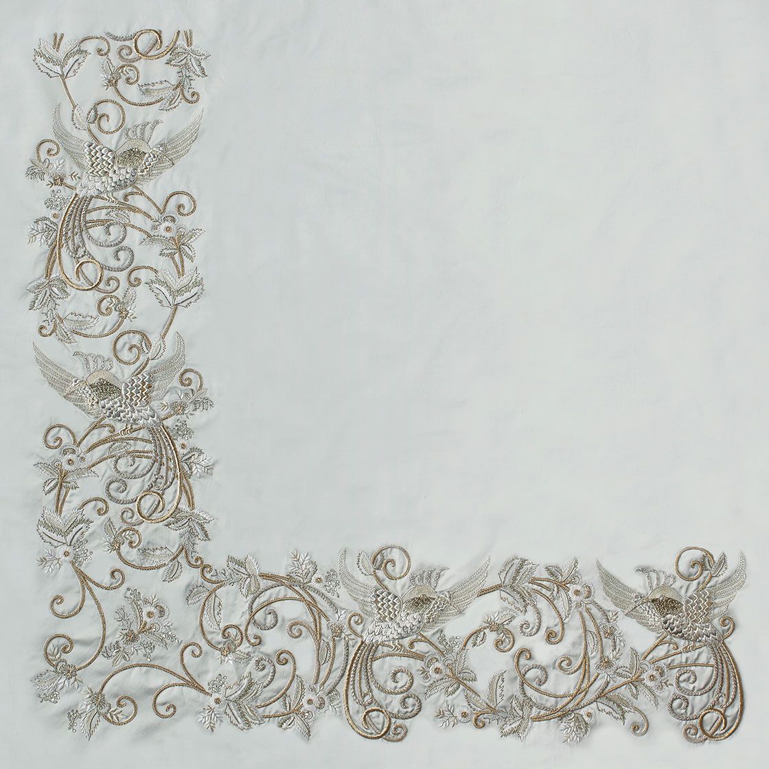 Papageno embroidery in Plain satin - Light sage Papageno embroidery in Plain satin - Light sage