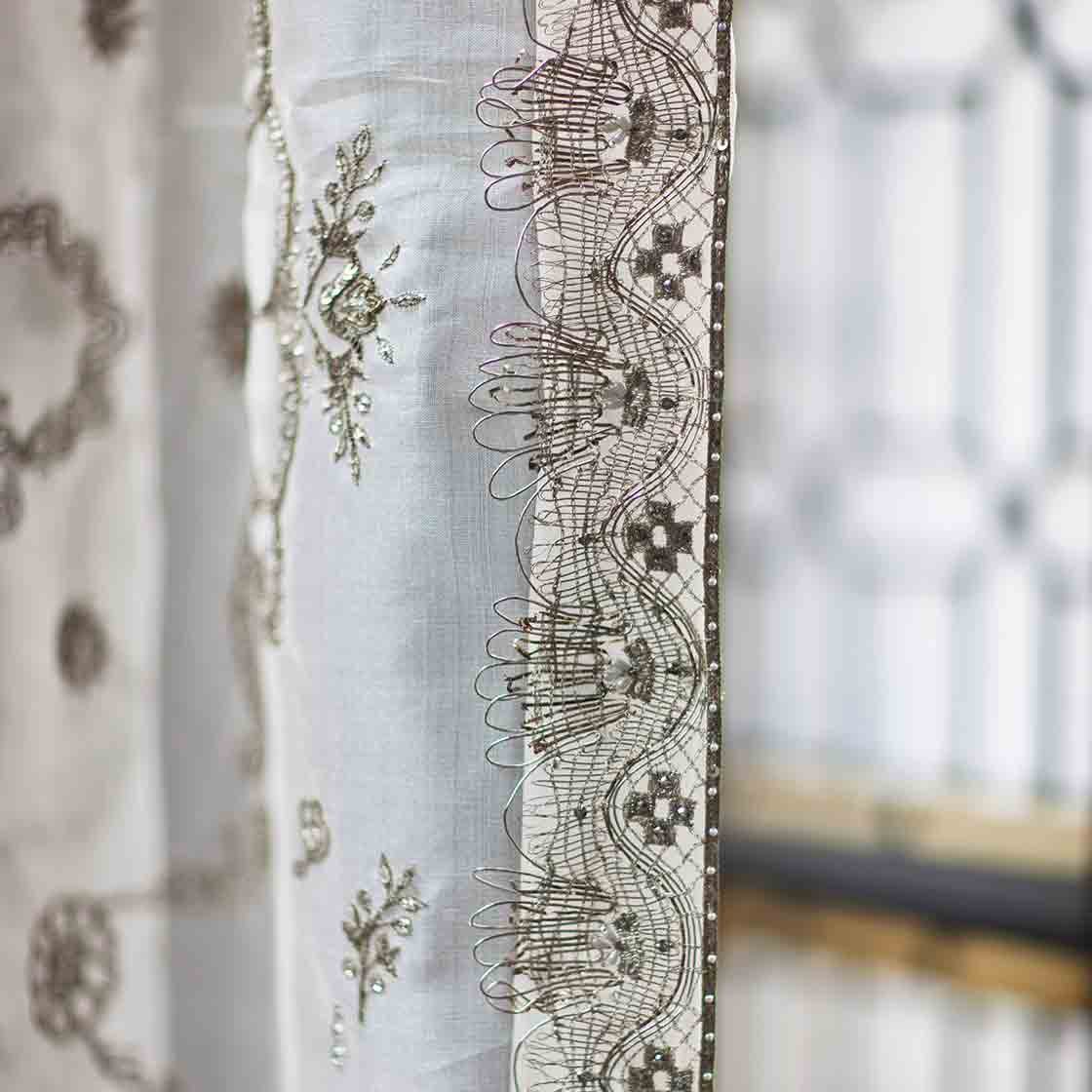 Tagore embroidery on drapes in Organza - Beaumont & Fletcher