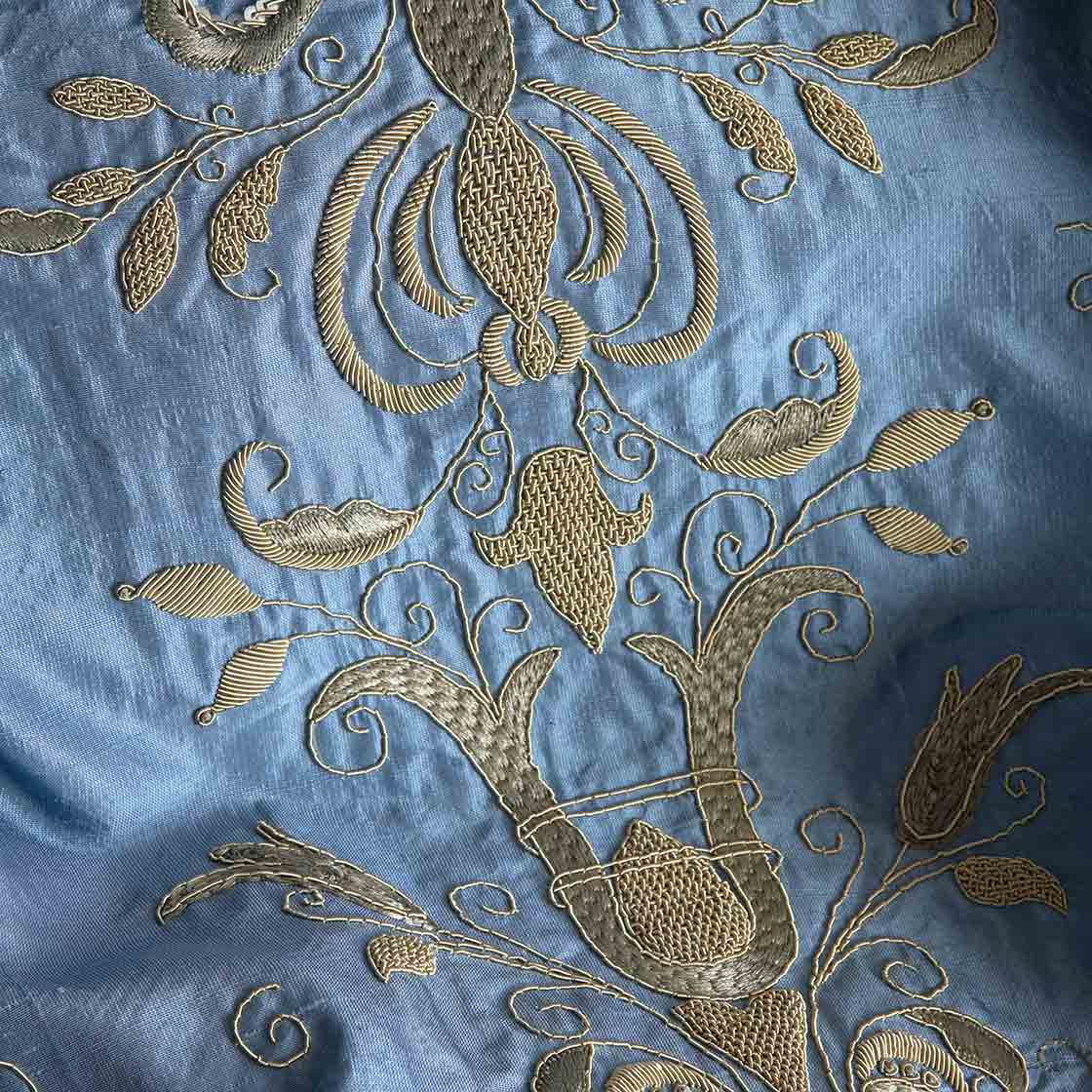 Zola embroidery in Duchess silk - Cornflower - Beaumont & Fletcher