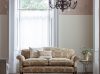 Boswell sofa in Wicklow - Gorse with Chatsworth chandelier Racine cushion and Elektra cushion - Beaumont & Fletcher