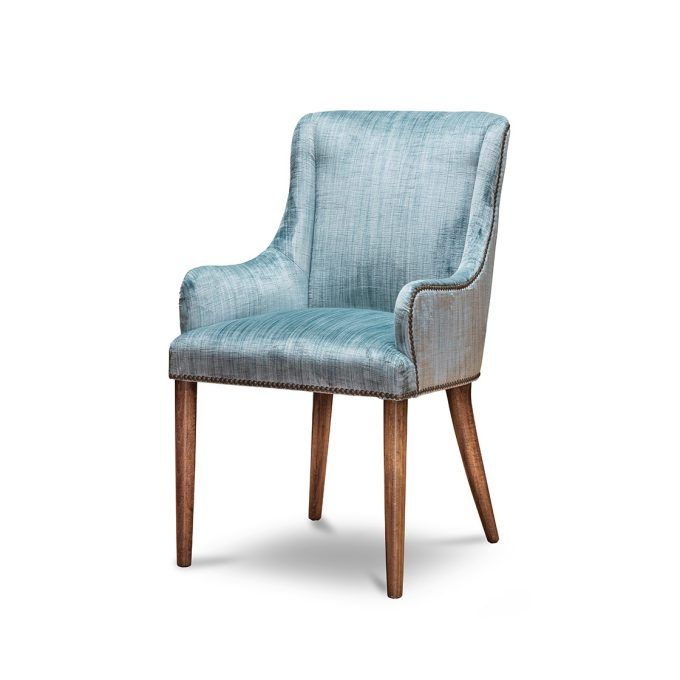 Calypso carver dining chair in Como silk velvet - Teal