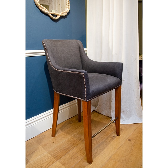 Kingsley bar stool in Bantry linen - Espresso