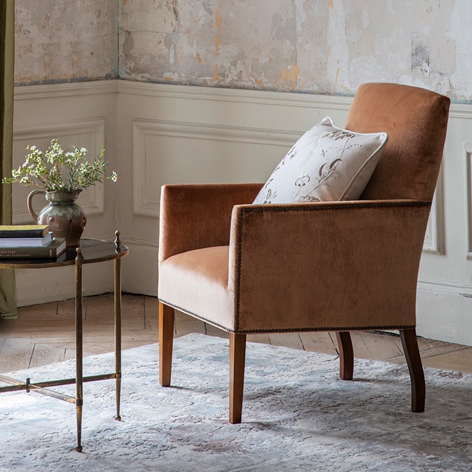 Nicholas chair in Capri silk velvet - Cinnamon