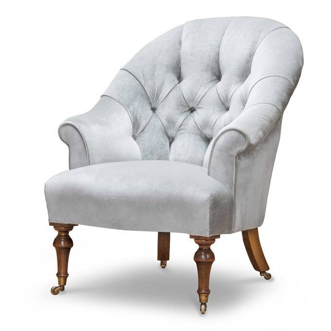 Tub chair in capri silk velvet - Glacier