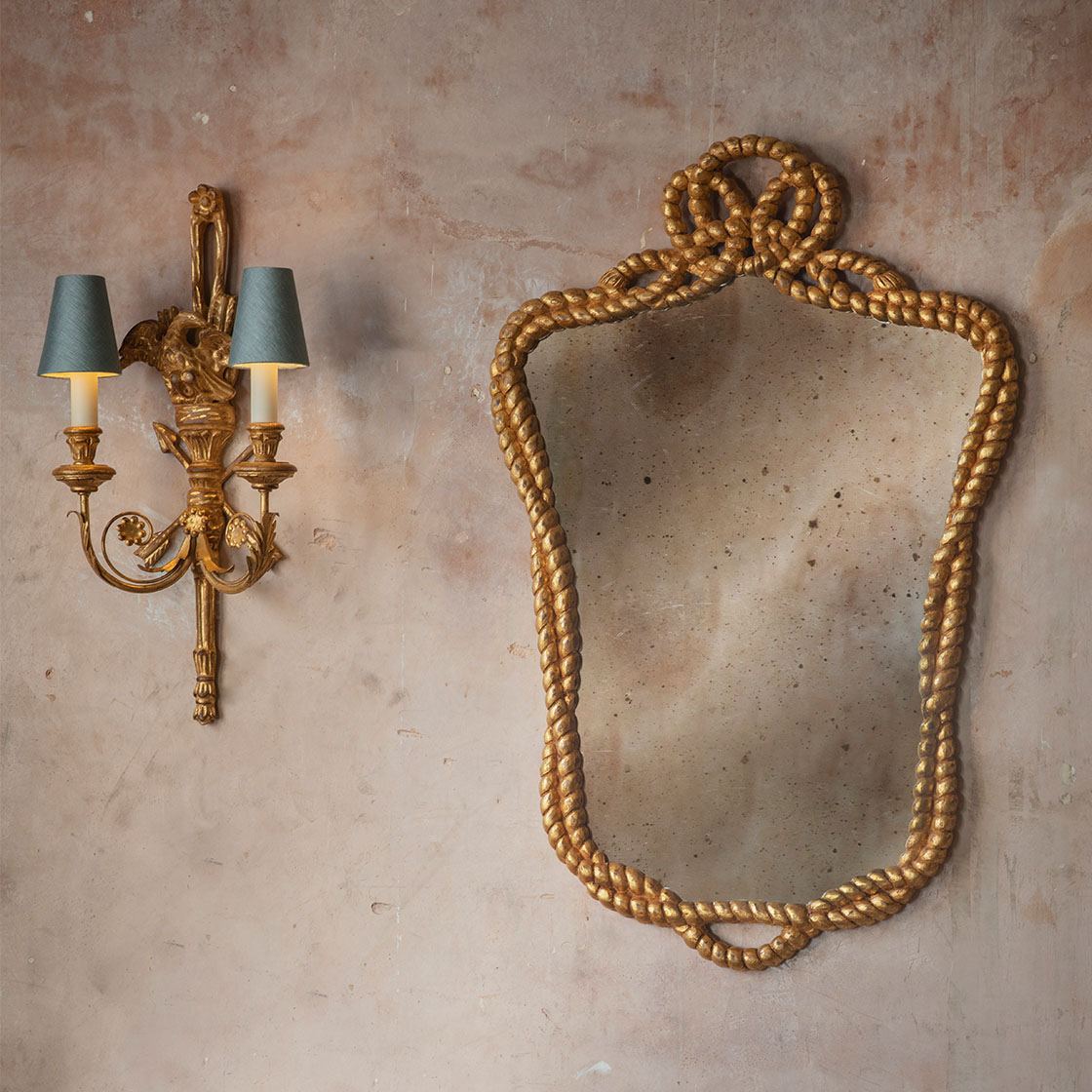 Nelson mirror in Burnt gold with Regency light in Burnt gold - Beaumont & Fletcher