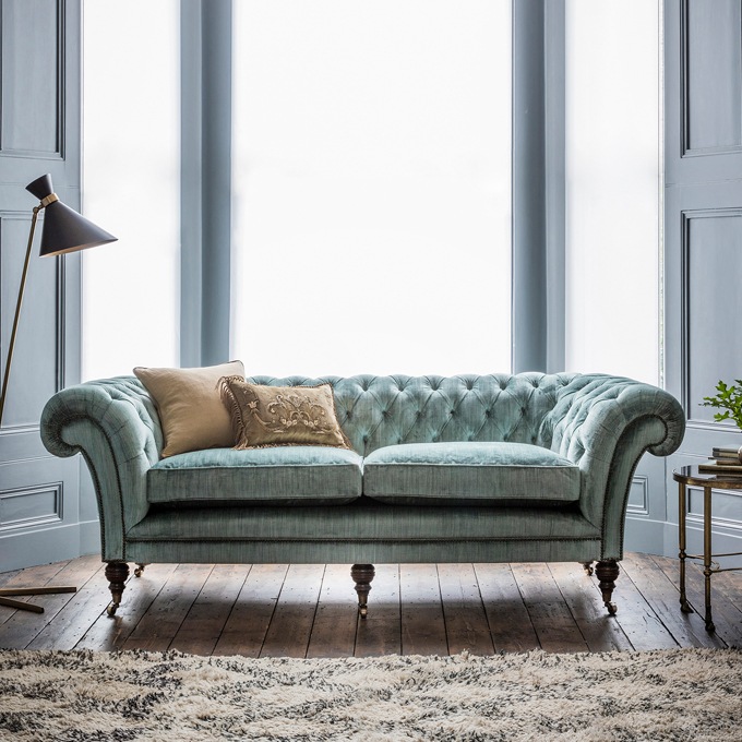Grenville sofa 2.5 seater in Como silk velvet - Teal