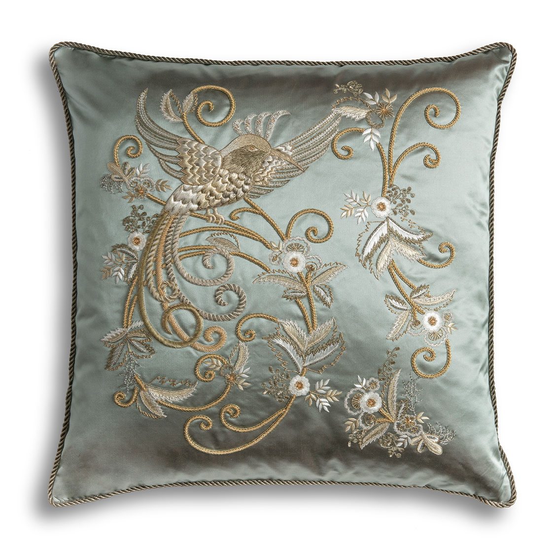 Papageno cushion in Foyle silk - Scottish isle - Beaumont & Fletcher