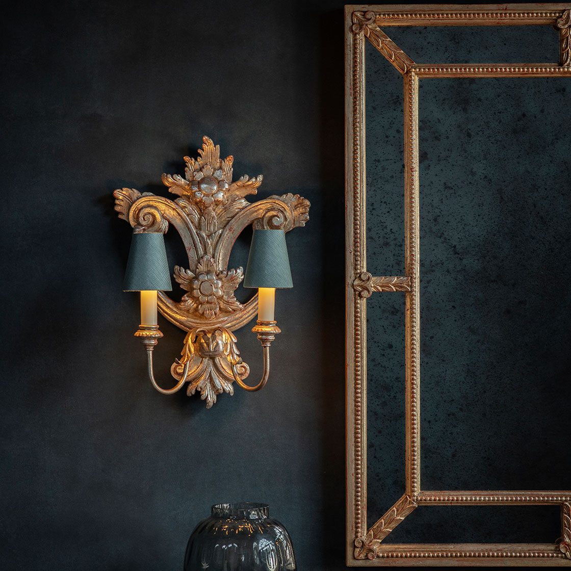 Baroque light in Antiqued silver with Georgian mirror - Beaumont & Fletcher