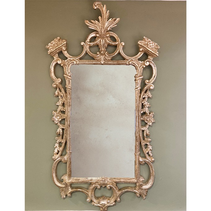 Chippendale mirror - Distressed silver