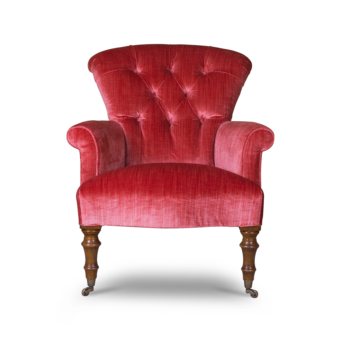 Victorian chair in Como silk velvet - Pompeiian red - Beaumont & Fletcher