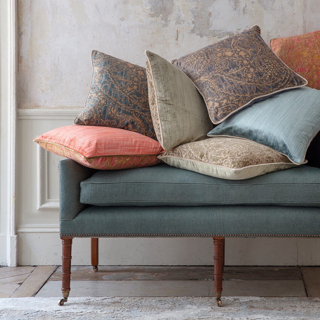 Balthazar cushion collection on Alexandra sofa - Beaumont & Fletcher
