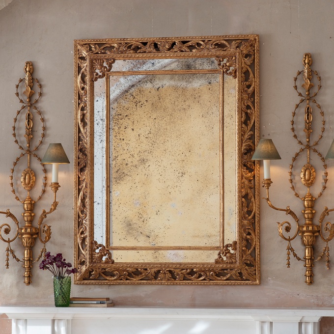 Buckingham mirror in Distressed silver