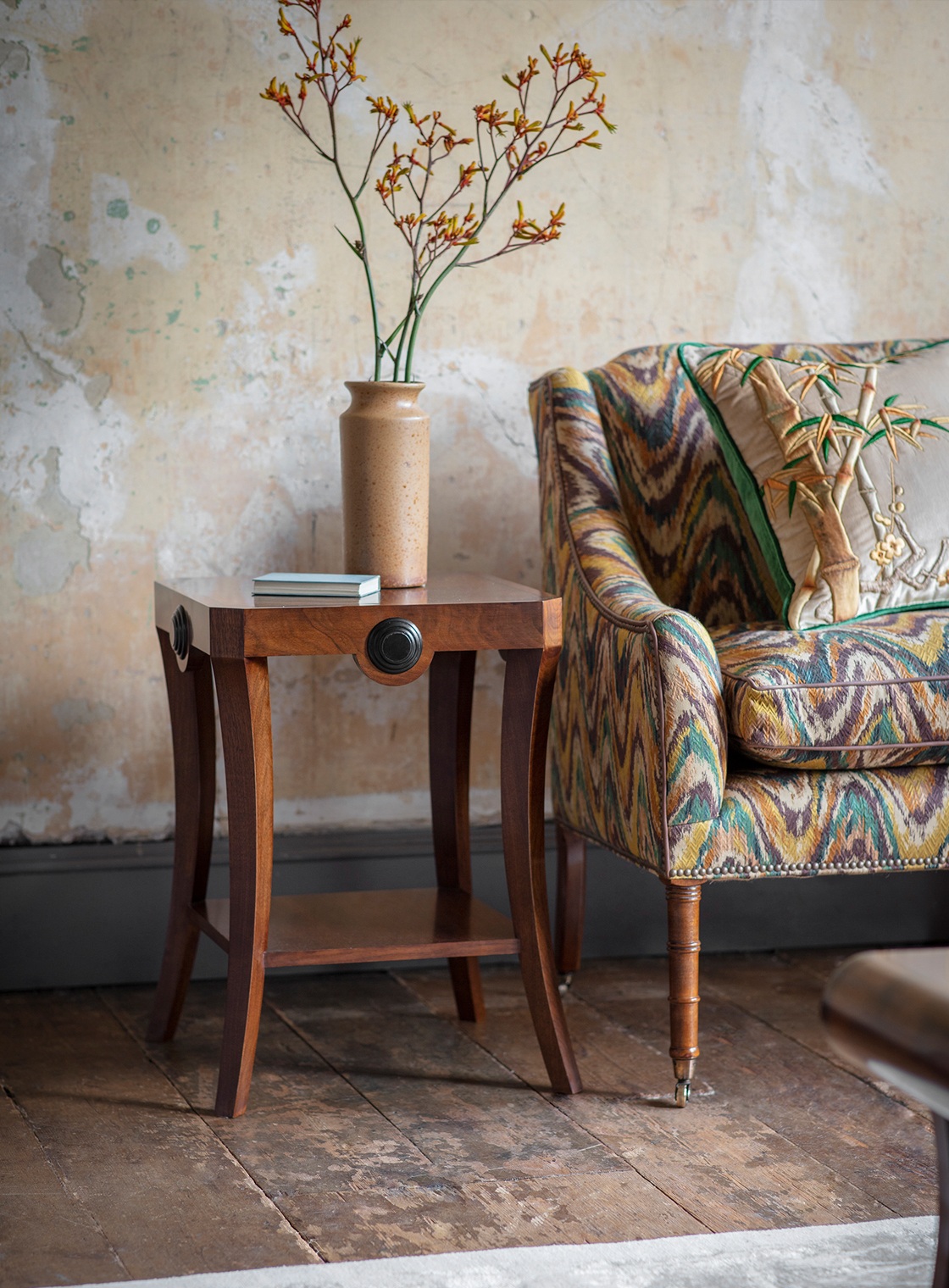 Duke side table in walnut and ebonised details