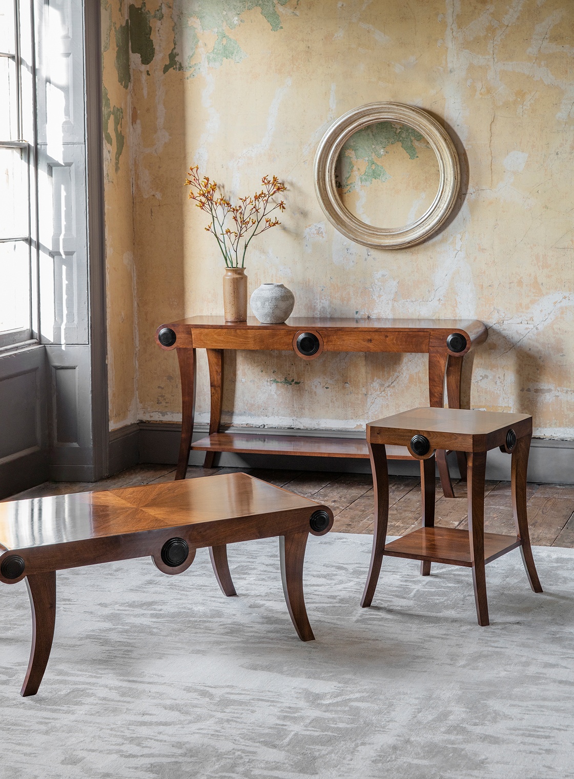 Duke side table in walnut and ebonised details