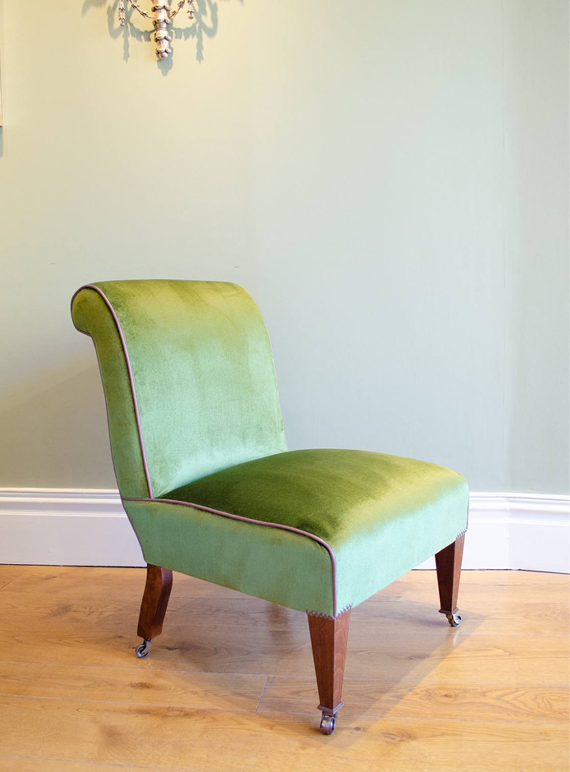 Milo chair in Capri silk velvet - Georgian green - Beaumont & Fletcher