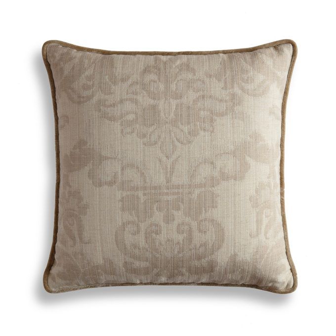 Wicklow - Oatmeal cushion with Capri silk velvet - Sable back and piping